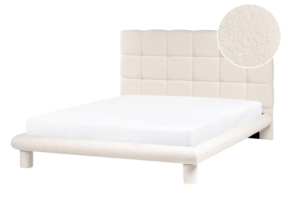 Letto Bouclé CRESSAT 140 x 200 cm Bianco sporco