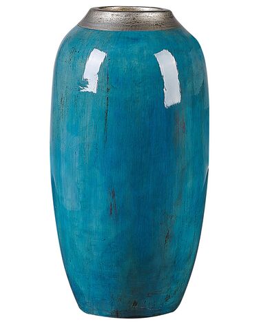 Vase décoratif bleu à col argenté 42 cm MILETUS