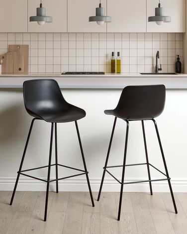 Set of 2 Bar Chairs Black EMMET