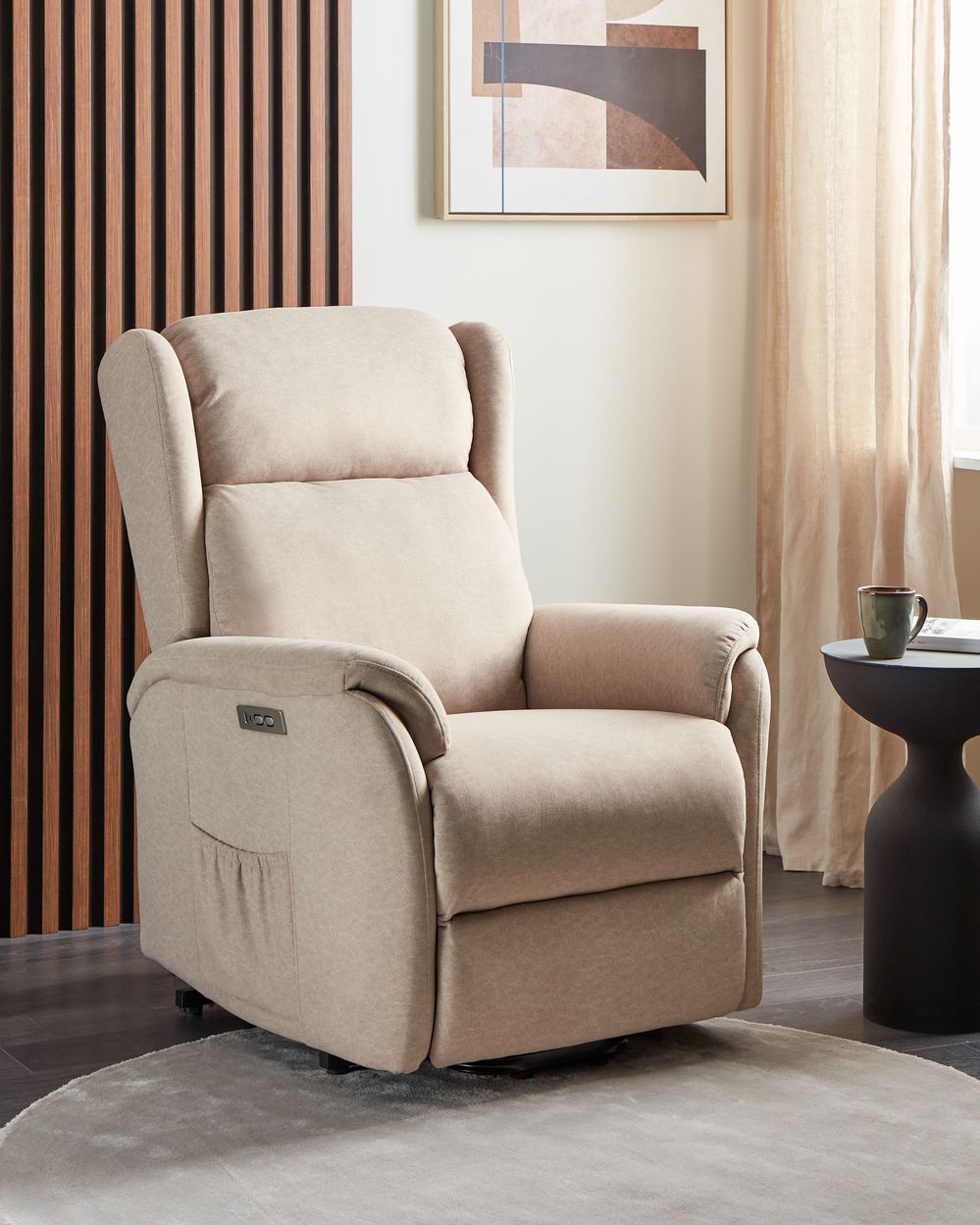 Fauteuil inclinable électrique ELEGY Repose-pieds inclus Velours Beige