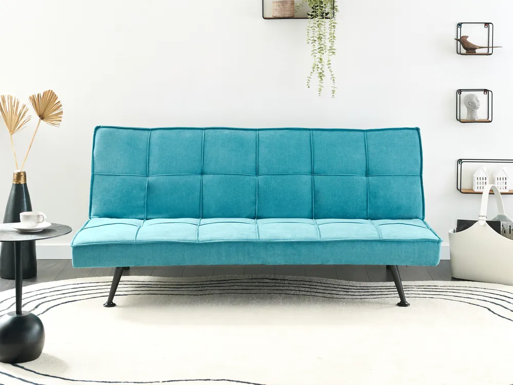 Canapé Convertible 3 Places Velours Gris Souris Capitonné Et Pieds Bois Noir Bizza 220cm 85533215