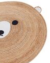 Dětský kulatý jutový koberec s medvídkem ⌀ 120 cm béžový KOSALAR_906738