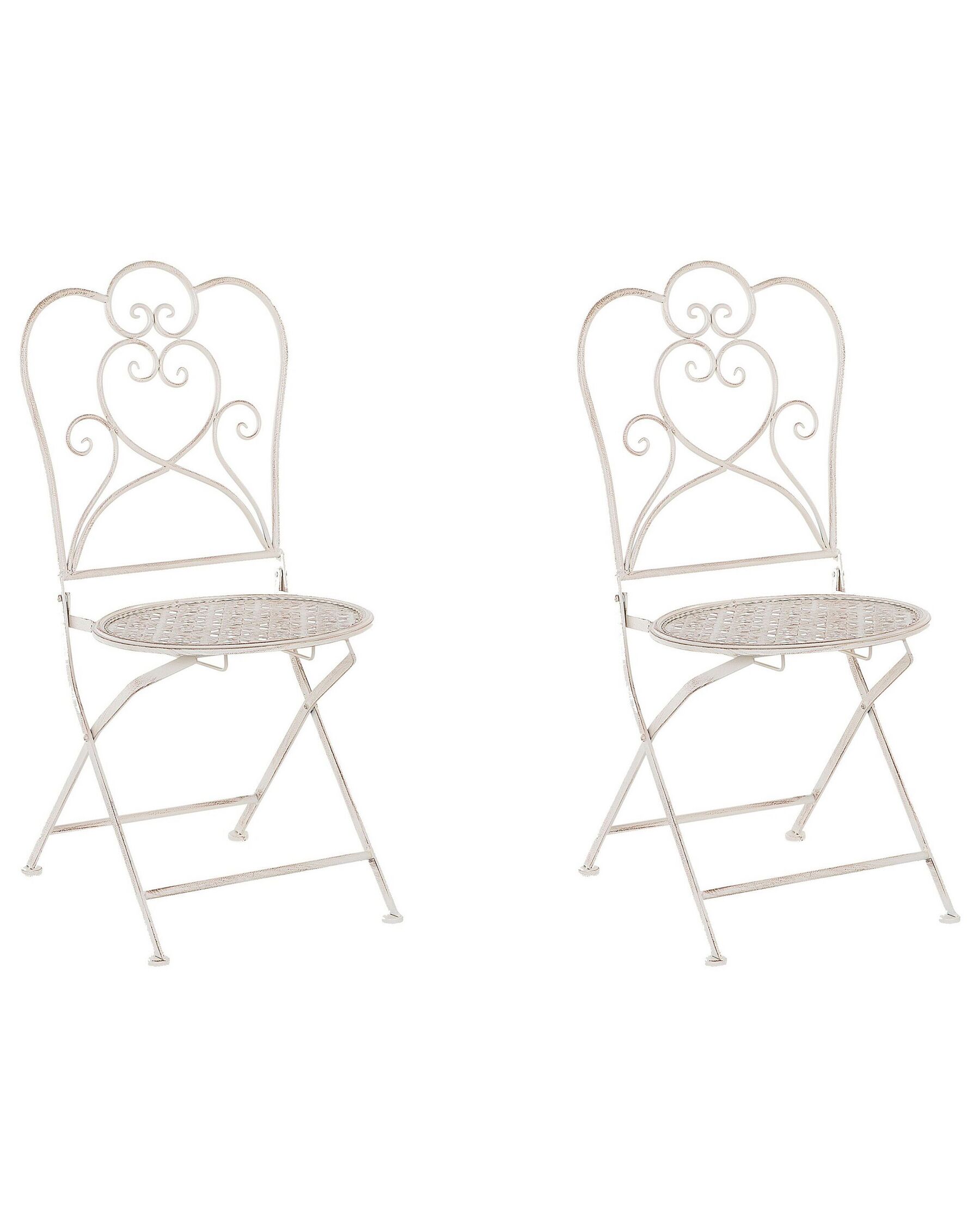 Set of 2 Metal Garden Folding Chairs Beige TRIESTE_763369