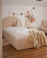 Kids Ottoman Bed ANET Fabric Beige 90 x 200 cm (EU Single)_983154