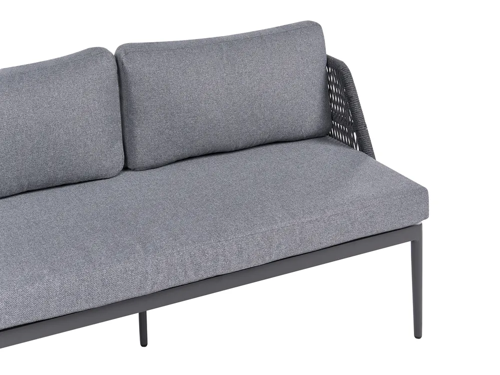 Garden Corner Sofa with Table 3 Seater LEFFE Metal Grey Right Hand_1045365