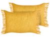 Set of 2 Cotton Cushions 35 x 50 cm Yellow MABA_940220