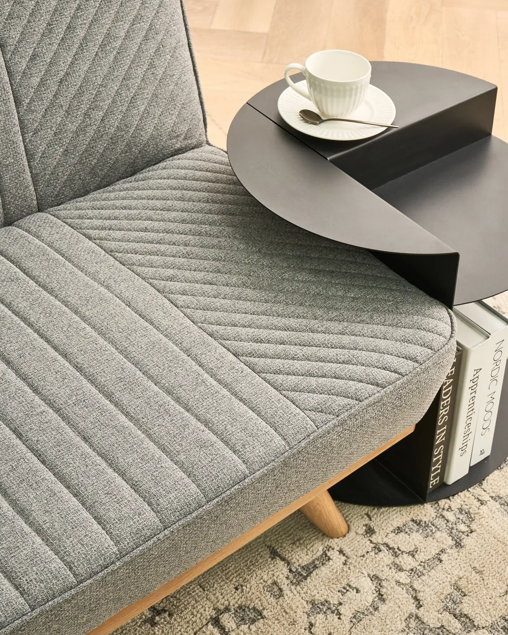 Sofa Bed 2 Seater KALFAFEL Fabric Grey_1009407