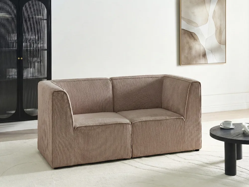 Sofa modułowa dla 2 osób LEMVIG Sztruks Ciemnobeżowy