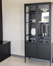 Glass Display Cabinet OXTED 80 cm Metal Black_938061