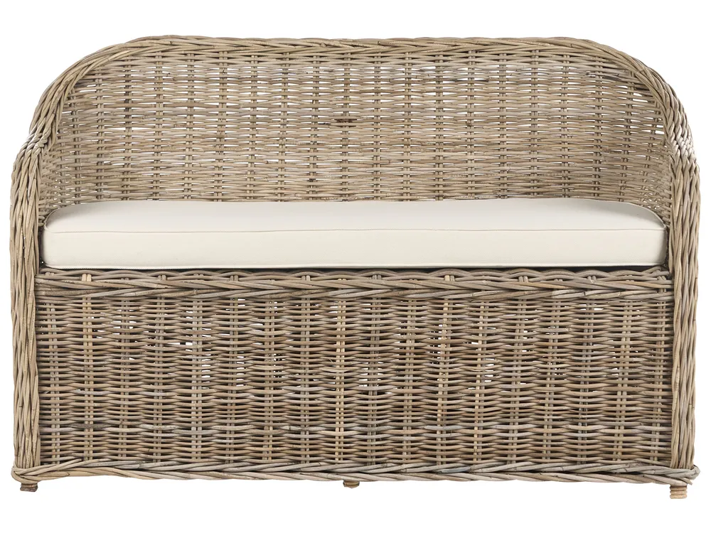 Ławka ogrodowa z poduchą SUSUA 141 cm z otomaną Rattan Naturalny_957611