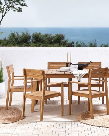 Set of 6 Acacia Wood Garden Chairs FORNELLI