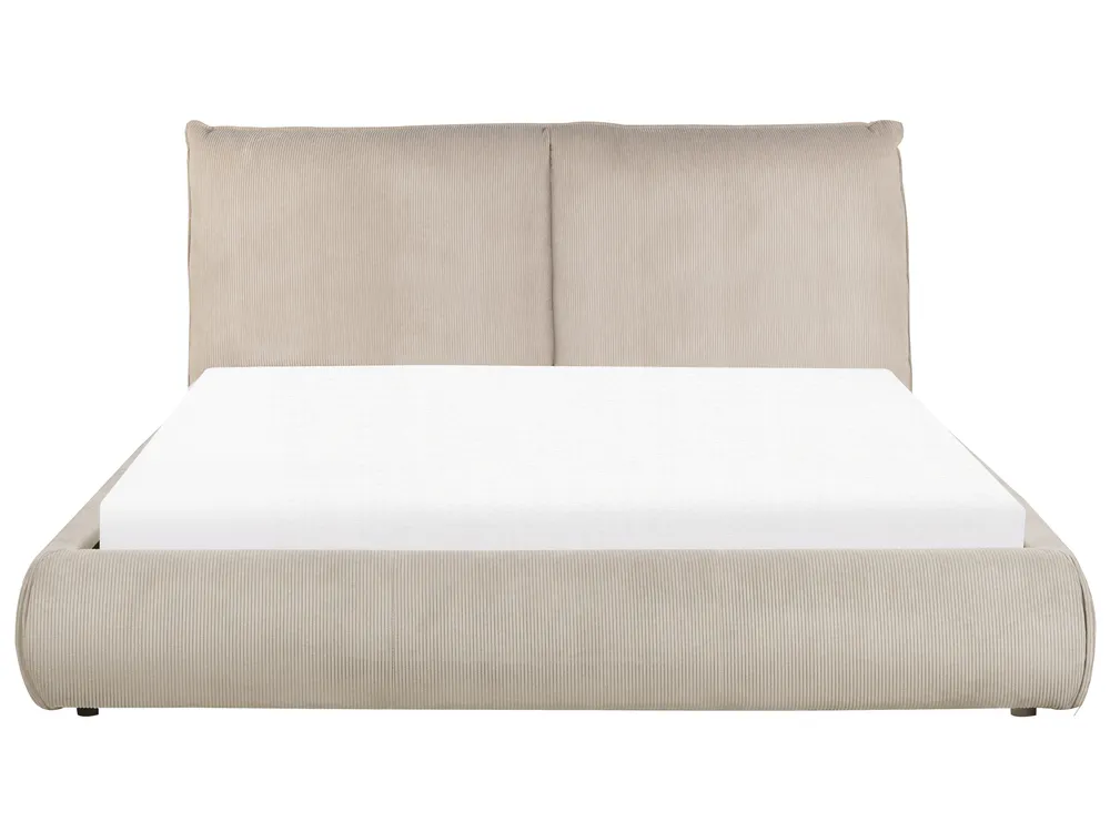 Bed Corduroy VINAY 160 x 200 cm (EU King Size) Taupe_879889