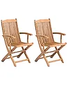 Set of 2 Garden Chairs MAUI Acacia Wood Light Brown