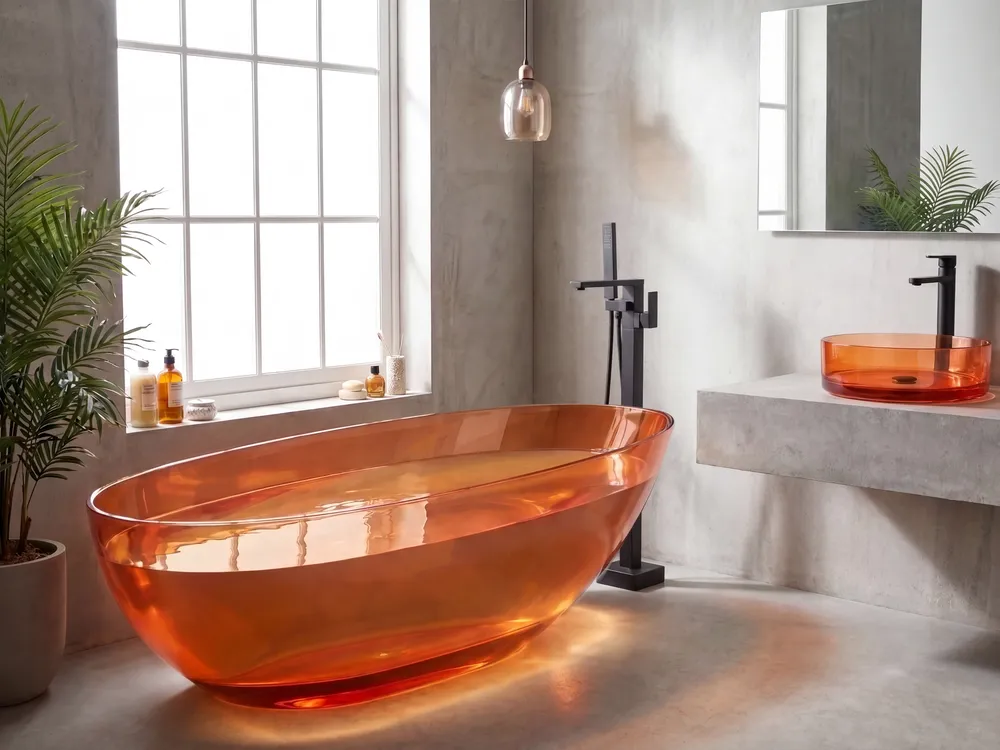 Baignoire îlot BLANCARENA 170 x 78 cm Rouge clair_1149633
