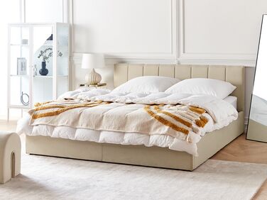 Fabric EU Super King Size Ottoman Bed Beige DREUX