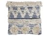 Almofada decorativa tufada em algodão creme e azul 45 x 45 cm EYTELIA_816868