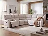 Manual Recliner Corner Sofa ROKKE Fabric Off-White Light Beige Left Hand