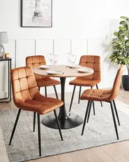 Set di 4 sedie da pranzo POWELL Velluto Arancione_966745