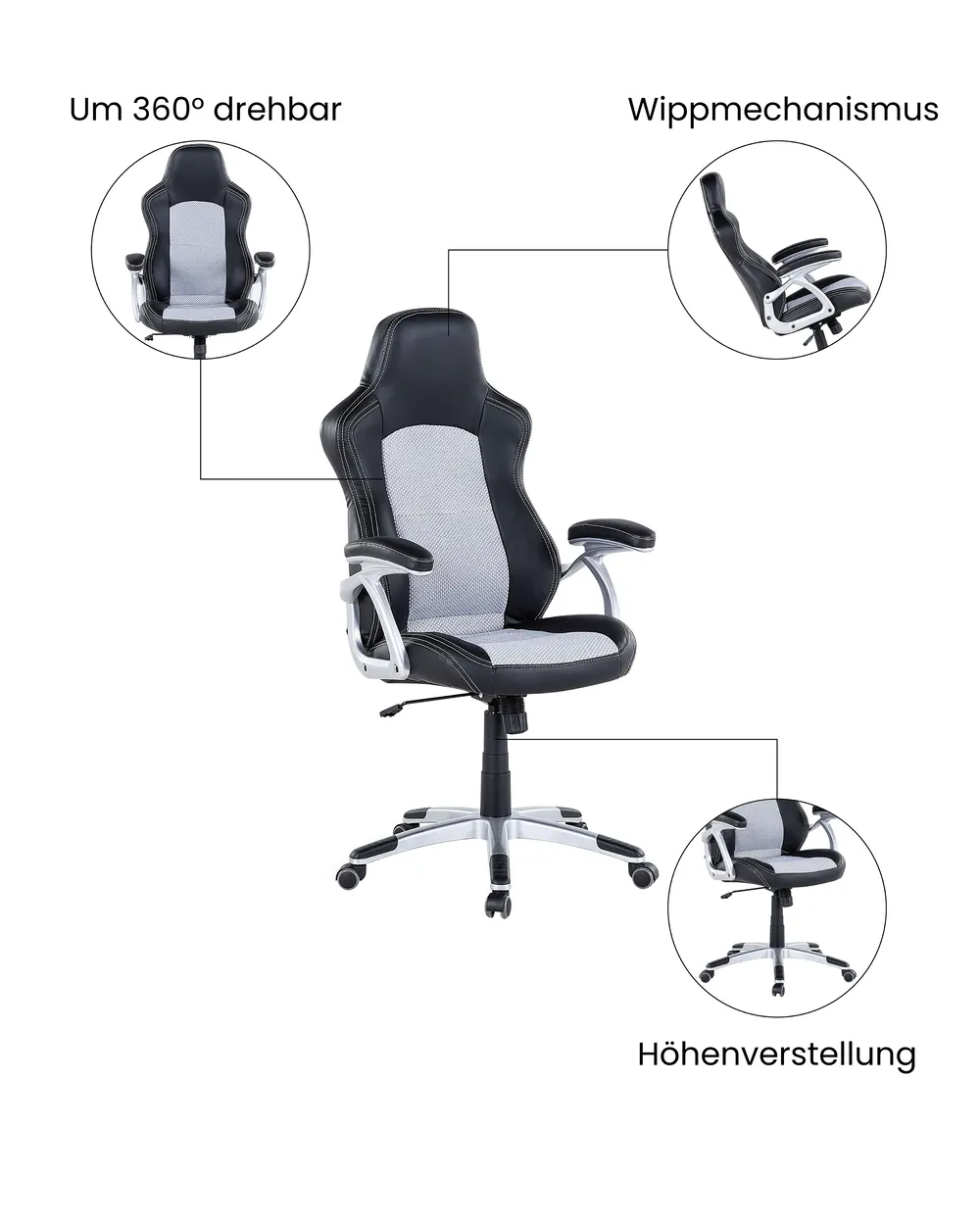 Bürostuhl EXPLORER Kunstleder Schwarz_1074409
