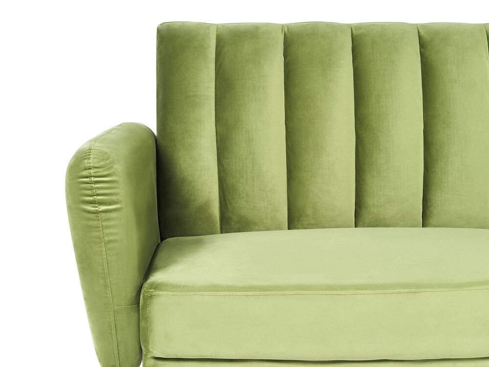 Velvet Sofa Bed Olive Green VIMMERBY Beliani