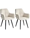 Lot de 2 chaises de salle à manger TIRANO Lin synthétique Beige clair