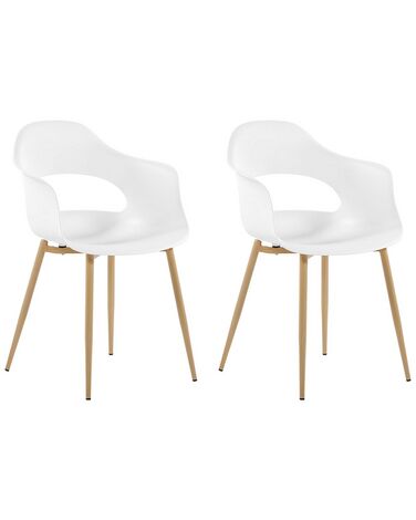 Conjunto de 2 sillas de comedor blanco/madera clara UTICA