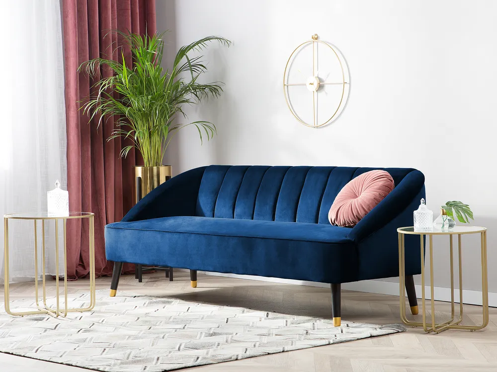 Sofa dla 3 osób ALSVAG Welur Granatowy