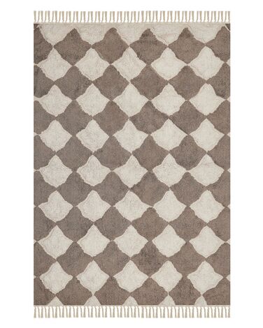 Cotton Area Rug 140 x 200 cm Brown and Beige SINOP
