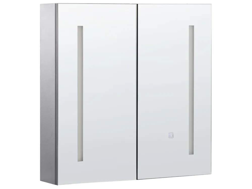 Szafka łazienkowa wisząca z lustrem LED CHABUNCO 60 cm 60 cm Czarny