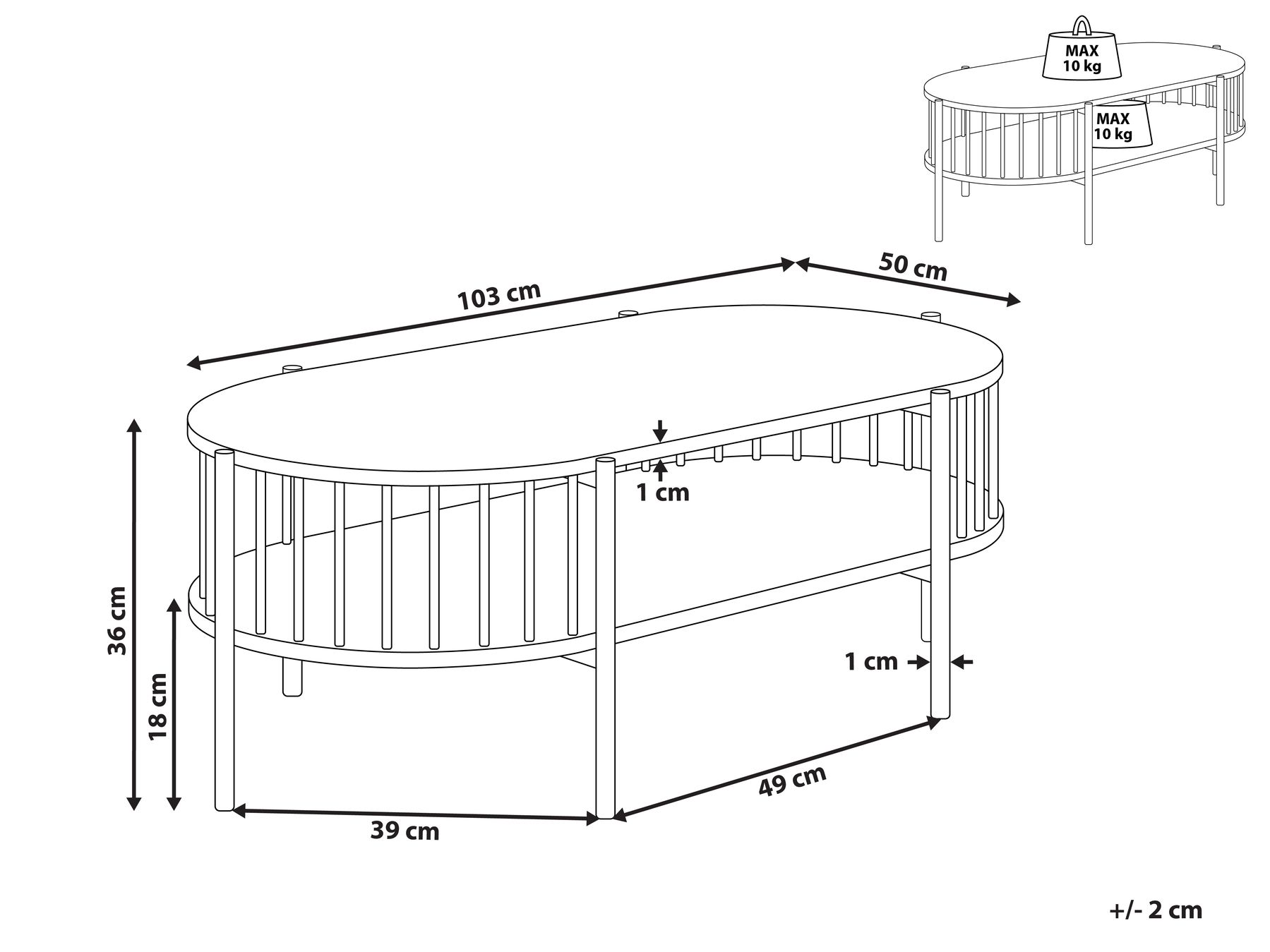 Coffee Table Black OREANA_945388 Coffee Table Black OREANA_945388
