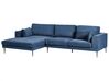 Right Hand Fabric Corner Sofa Blue FLAM_934592