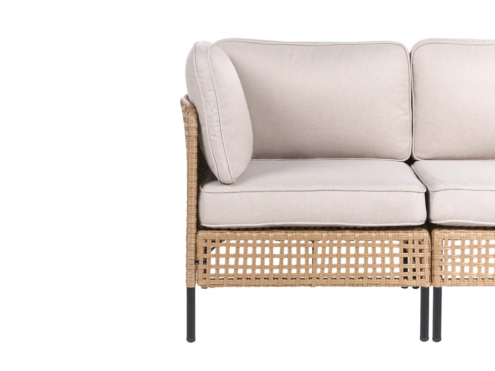 Garden Lounge Set with Table 6 Seater OMEGANA Modular PE Rattan Light Beige_1040905