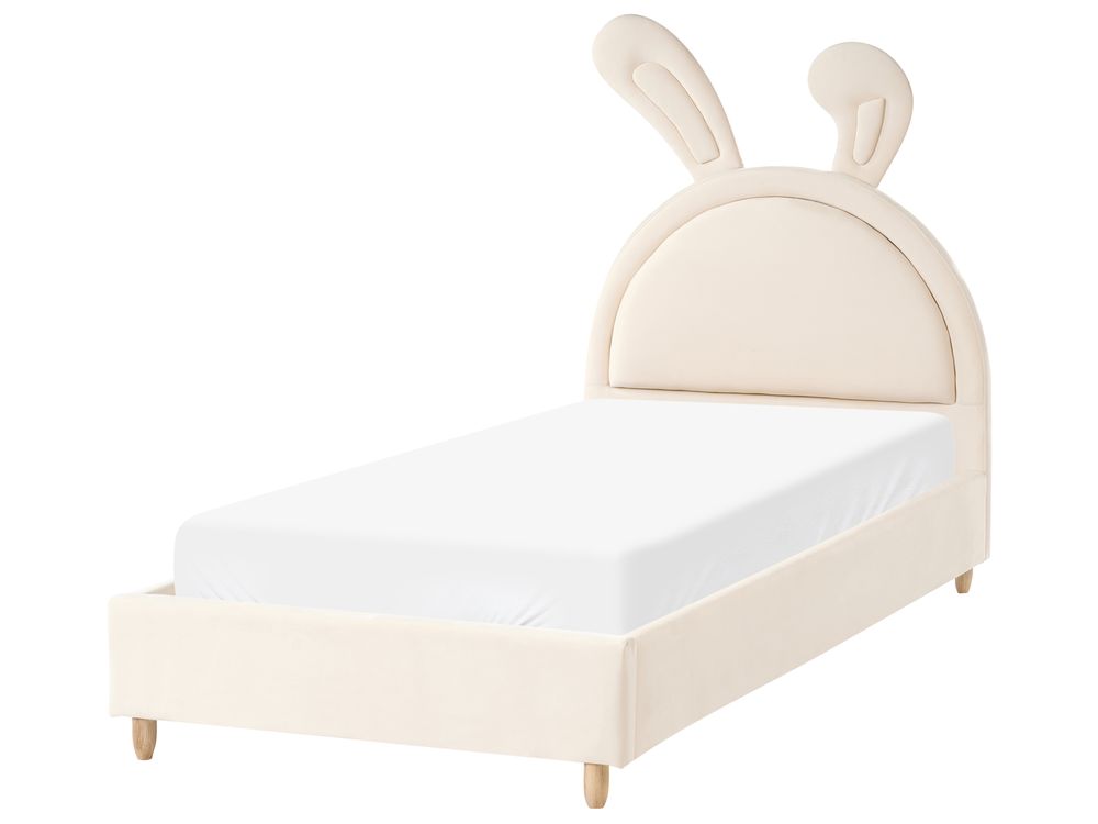 Lit d'enfant Lapin Velours LALLIAS 90 x 200 cm Beige