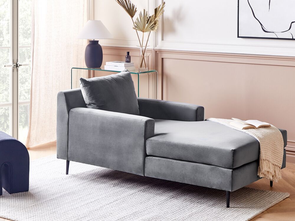 Chaiselong GUERET Velour Grå