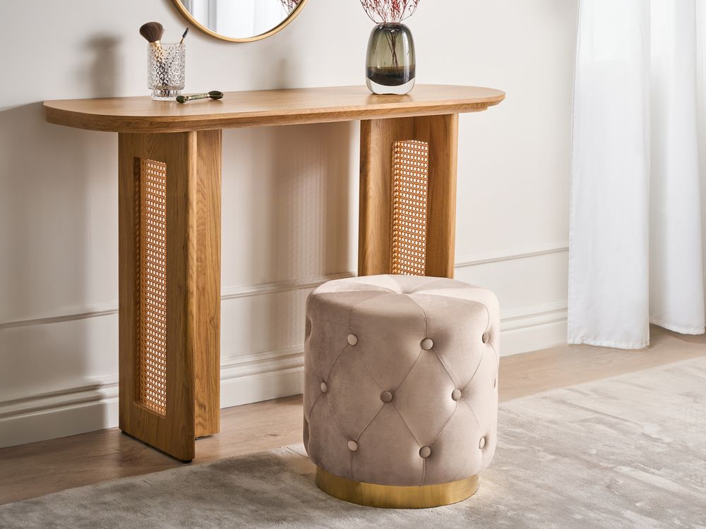 Bézs bársonypuff ⌀ 40 cm CARROLLTON