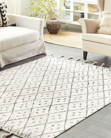 Cotton Area Rug 140 x 200 cm Black and White AGADIR