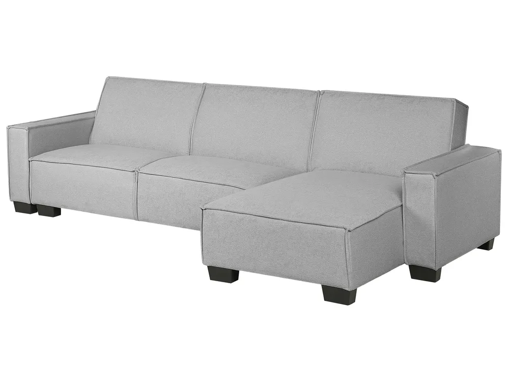Corner Sofa Bed 3 Seater ROMEDAL Fabric Light Grey Left Hand_748905