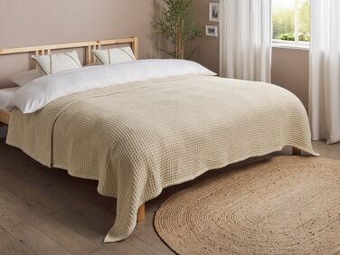 Cotton Bedspread 220 x 240 cm Beige CHAGYL