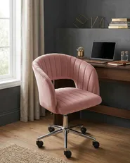 Sedia da scrivania KATONAH Velluto Rosa_1016617