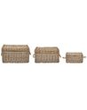 Aufbewahrungsbox mit Deckel Rattan naturfarben 3er Set GERASA_885278