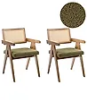 Set of 2 Dining Chairs AVA Wood Brown/ Green