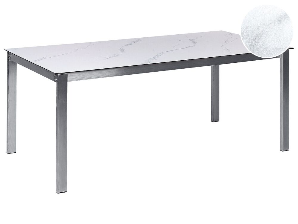 Garden Dining Table COSOLETO 180 cm 90 cm Glass Marble Effect White