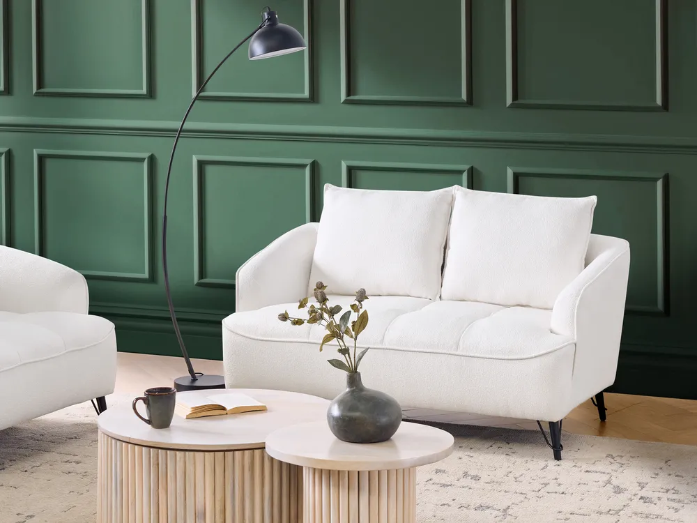 Sofa dla 2 osób HOBRO Boucle Biały