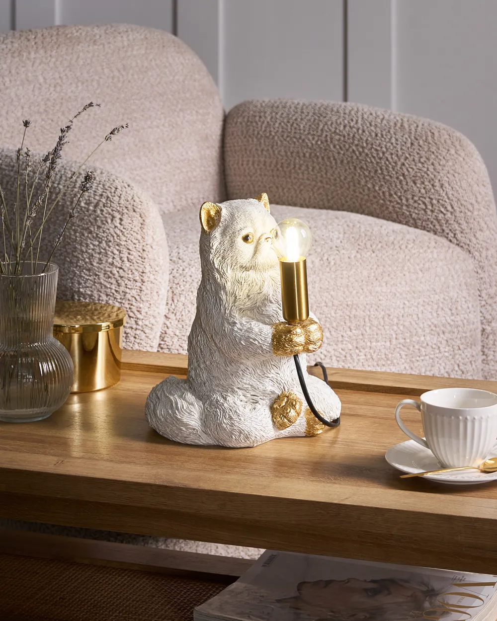Lampa stołowa Kot YOKO Biały