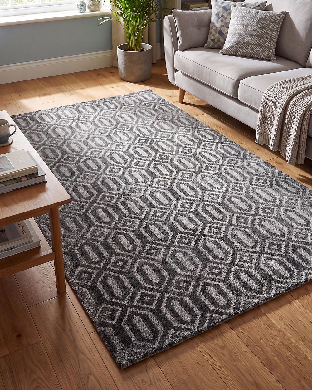 Vloerkleed ADATEPE Donkergrijs 140 x 200 cm Viscose
