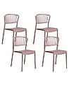Set of 4 Garden Chairs GELA Brown