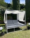 Garden Four Poster Daybed with Canopy White and Grey PALLANZA_832277