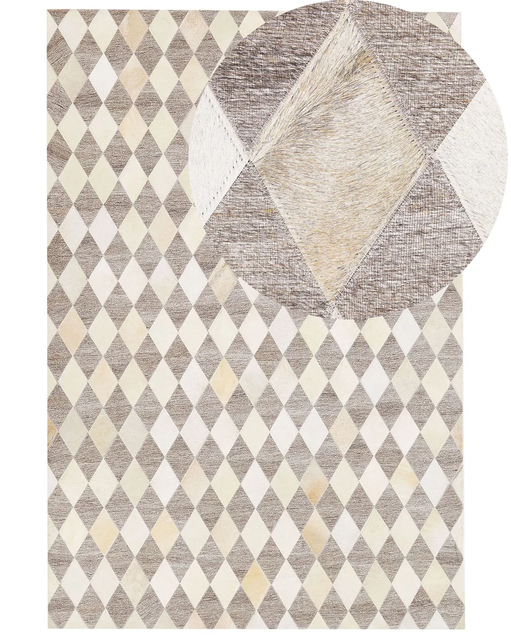 Rug KAYABEY Beige 140 x 200 cm Leather | Beliani.co.uk