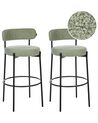 Lot de 2 chaises de bar en tissu bouclé vert clair ALLISON_915911