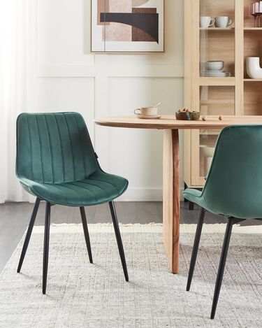 Set of 2 Velvet Dining Chairs Emerald Green DUBROVNIK